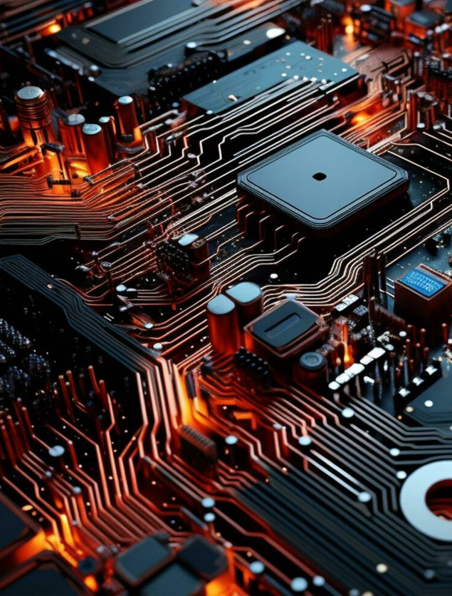 macro-image-of-a-processor-or-a-graphic-card-technological-device-storing-memory-hardware-close-up-neon-led-lights-generative-ai-technology-free-photo